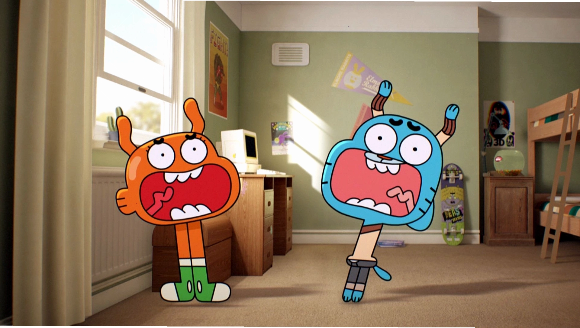 Gumball và Darwin nhìn về phía trước