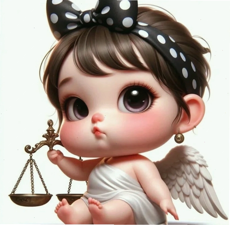 Hình ảnh cung Thiên Bình chibi đeo nơ xinh xắn