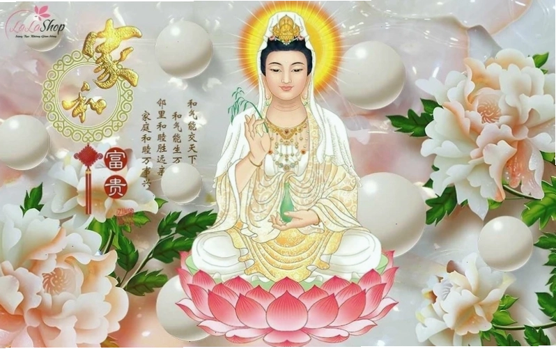Hình ảnh Phật Quan Thế Âm Bồ Tát đẹp trong không gian thanh tịnh