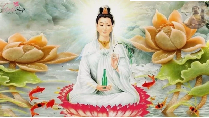 Hình ảnh Phật Quan Thế Âm Bồ Tát thể hiện sự uy nghiêm và từ bi