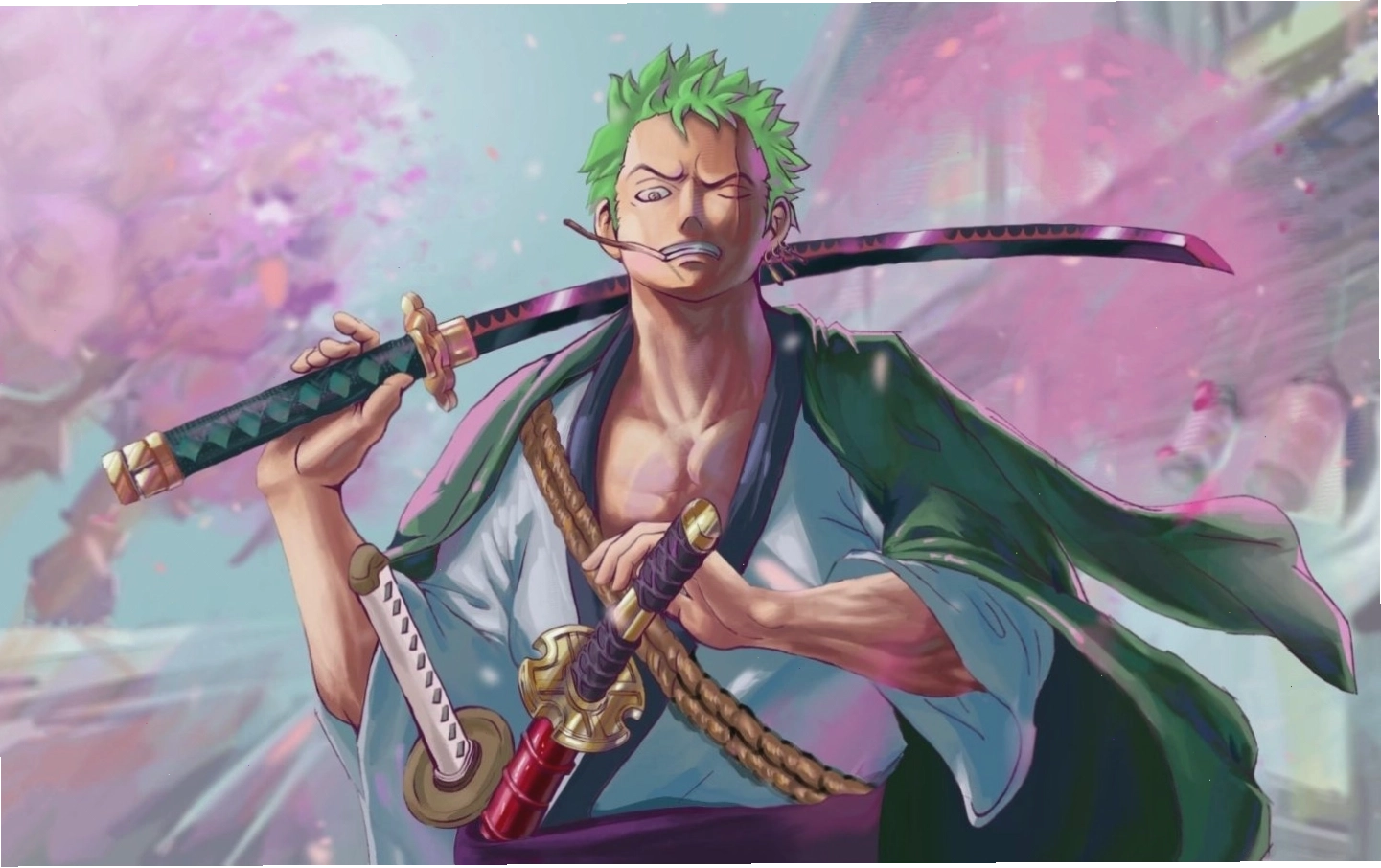Hình ảnh Zoro đang trong thế tấn công