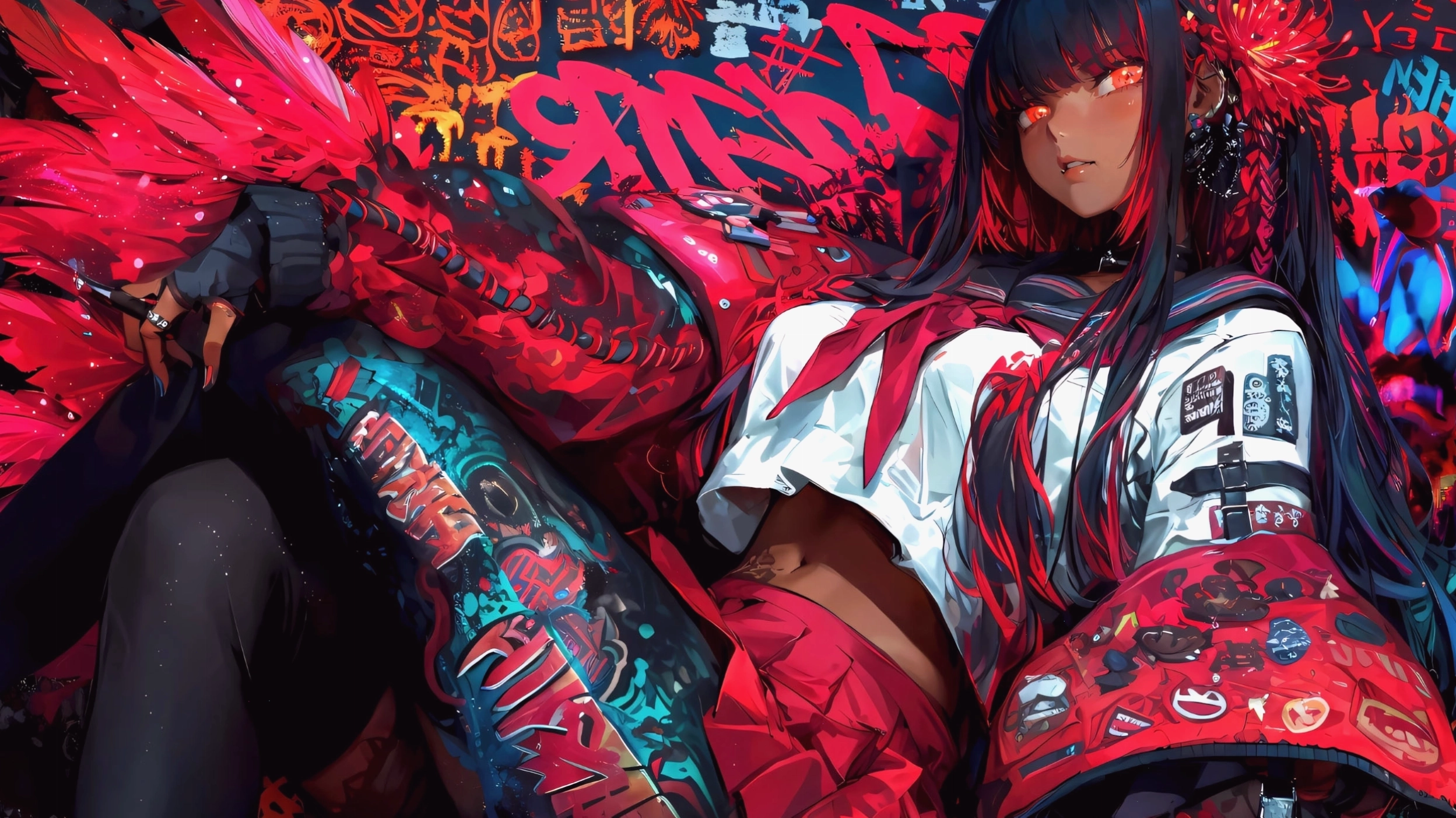 Hình nền anime 4k với cô gái và hoa anh đào