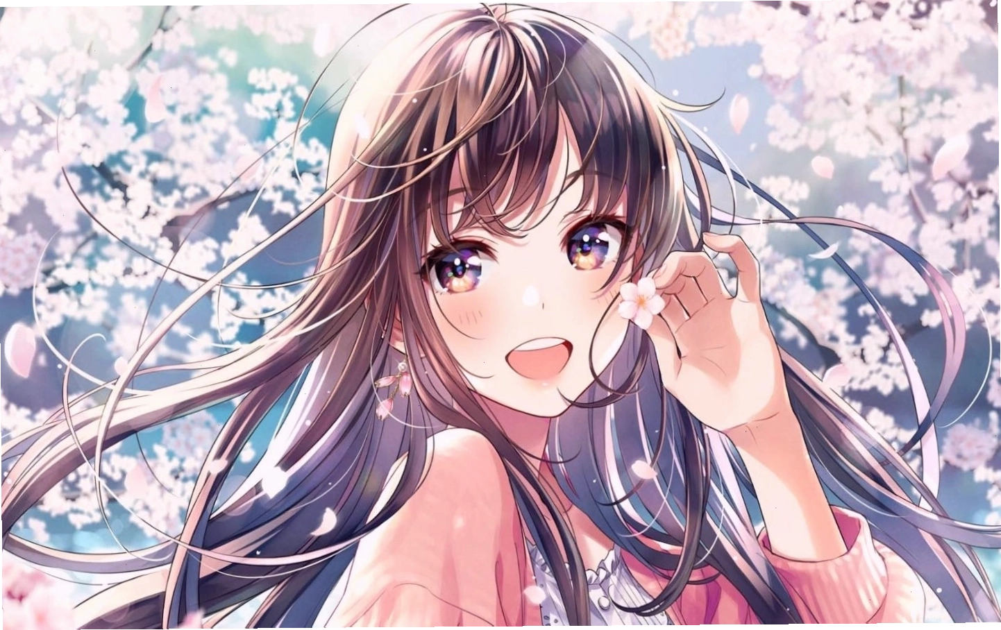 Hình nền anime cute đáng yêu với nhân vật nữ tóc hồng