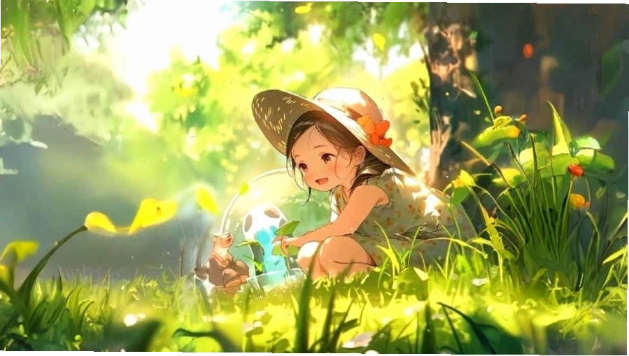Hình nền anime nữ với trang phục mùa hè năng động