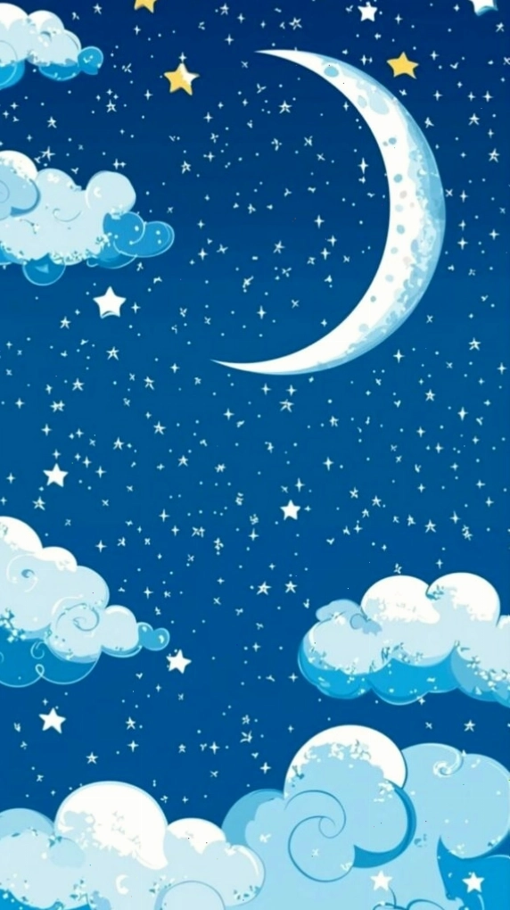 Hình nền bầu trời với những ngôi sao và đám mây trên nền xanh dương