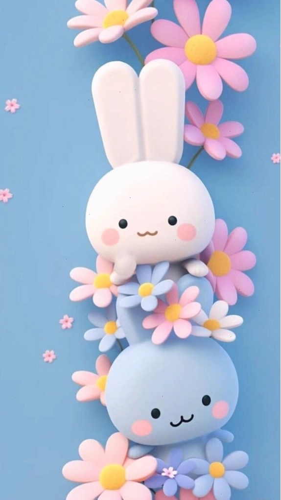 Hình nền chú thỏ trắng đáng yêu trên nền xanh dương