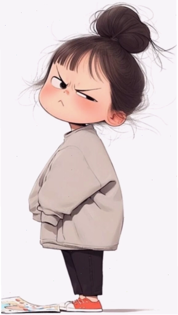 Hình nền cô bé tóc búi mặc áo hoodie rộng phong cách chibi