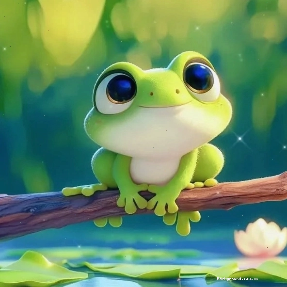 Hình nền con ếch cute đáng yêu với đôi mắt to tròn