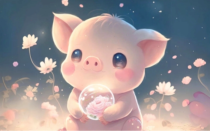 Hình nền con heo nhỏ nhắn ngồi trên chiếc ghế
