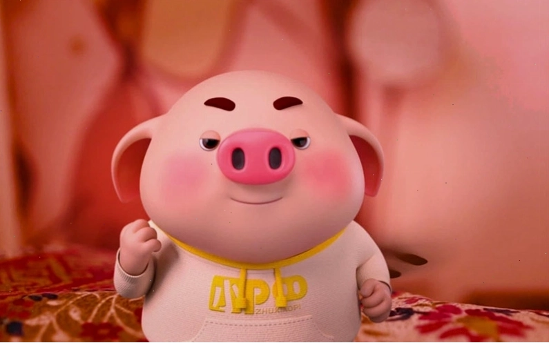 Hình nền con lợn chibi mặc quần yếm dễ thương