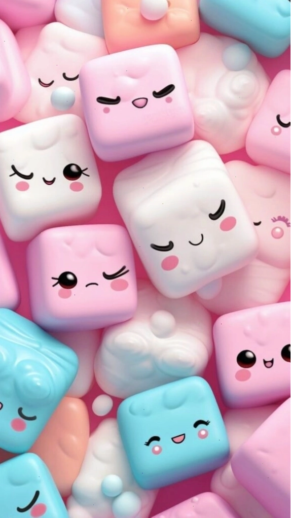 Hình nền điện thoại bánh kẹo dẻo màu hồng cute
