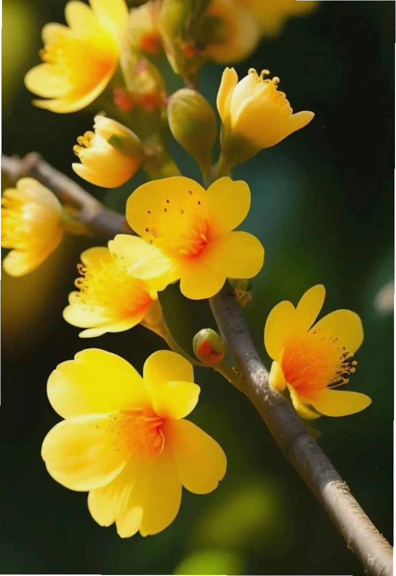 Hình nền điện thoại hoa mai với hiệu ứng bokeh