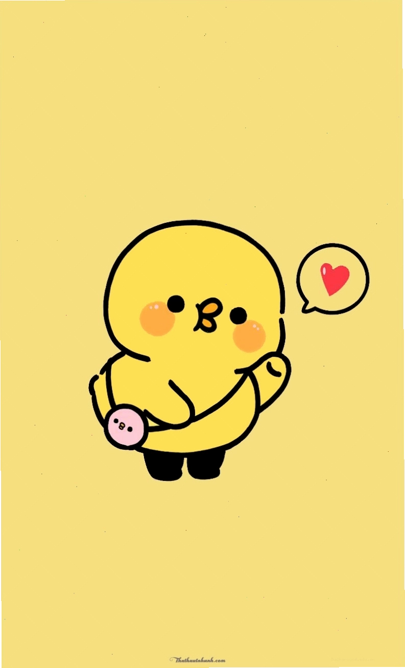 Hình nền điện thoại màu vàng cute với chú vịt vàng ngộ nghĩnh