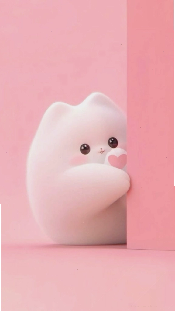 Hình nền điện thoại mèo bông màu hồng cute