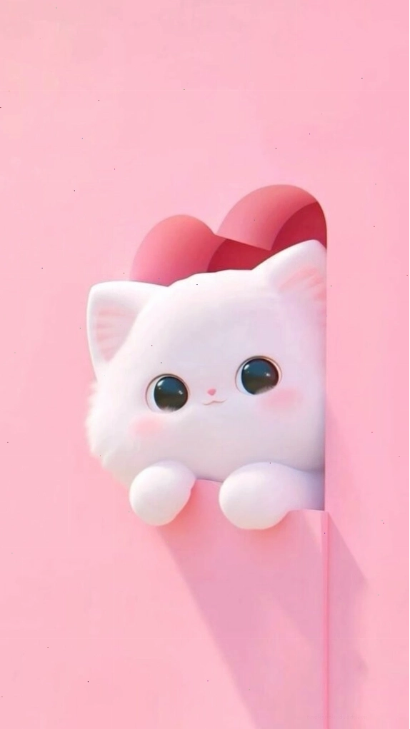 Hình nền điện thoại mèo con màu hồng cute đáng yêu