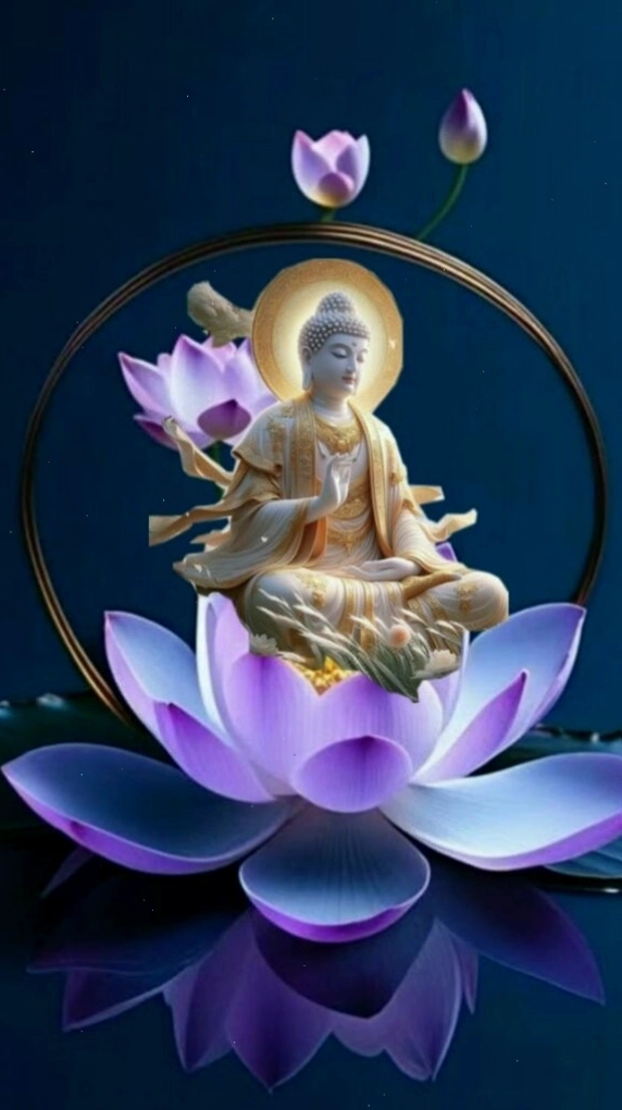 Hình nền điện thoại Phật Bà Quan Âm trên đài sen thanh thoát