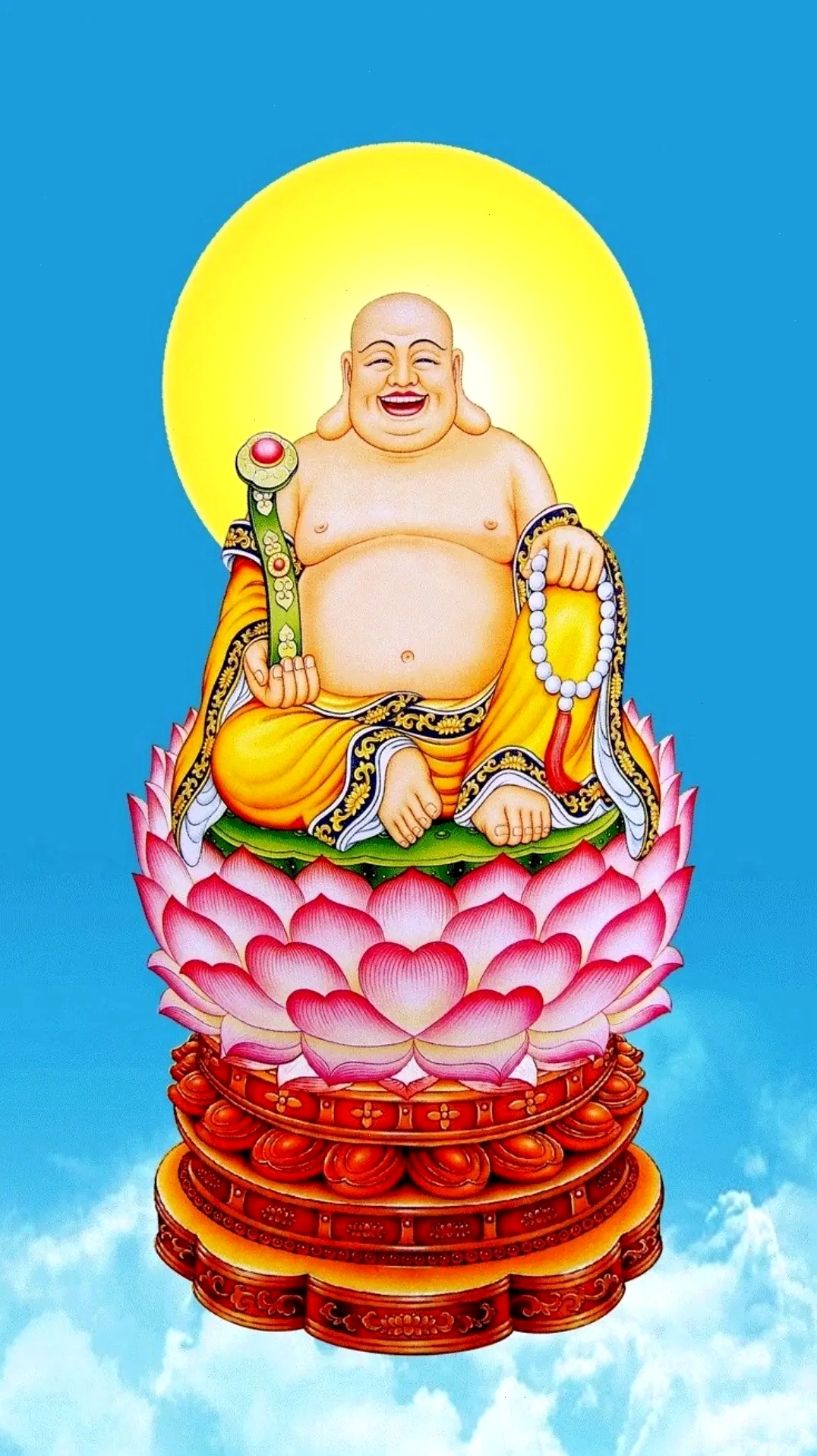 Hình nền điện thoại Phật Di Lặc 3D sống động và đầy màu sắc