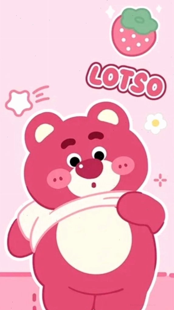 Hình nền gấu dâu hoạt hình phong cách kawaii