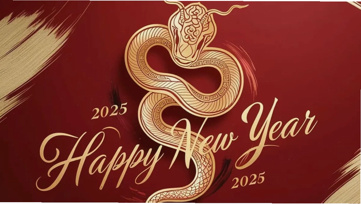 Hình nền Happy New Year 2025 với phông nền lấp lánh và dòng chữ Chúc mừng năm mới