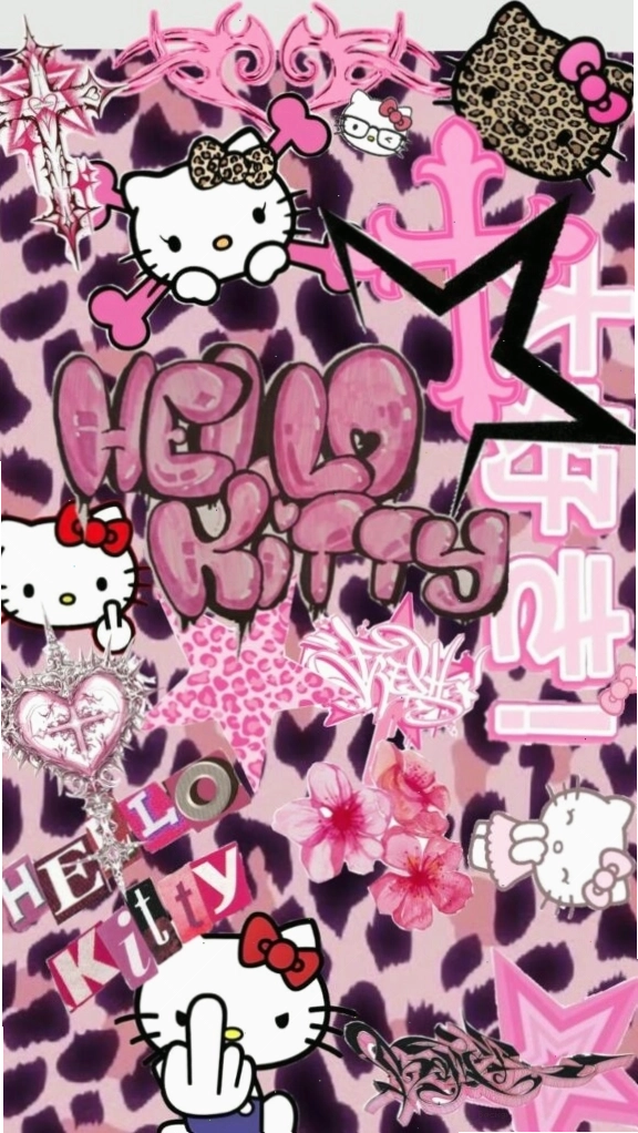 Hình nền Hello Kitty họa tiết da báo cá tính cho điện thoại