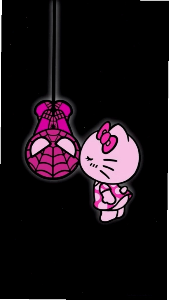 Hình nền Hello Kitty hôn Spider Man độc đáo trên điện thoại