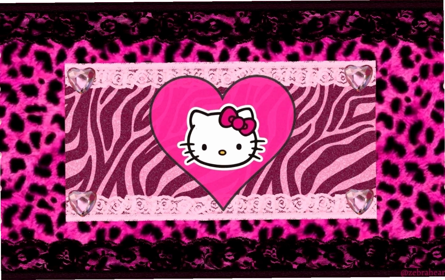 Hình nền Hello Kitty màu hồng họa tiết Y2K retro