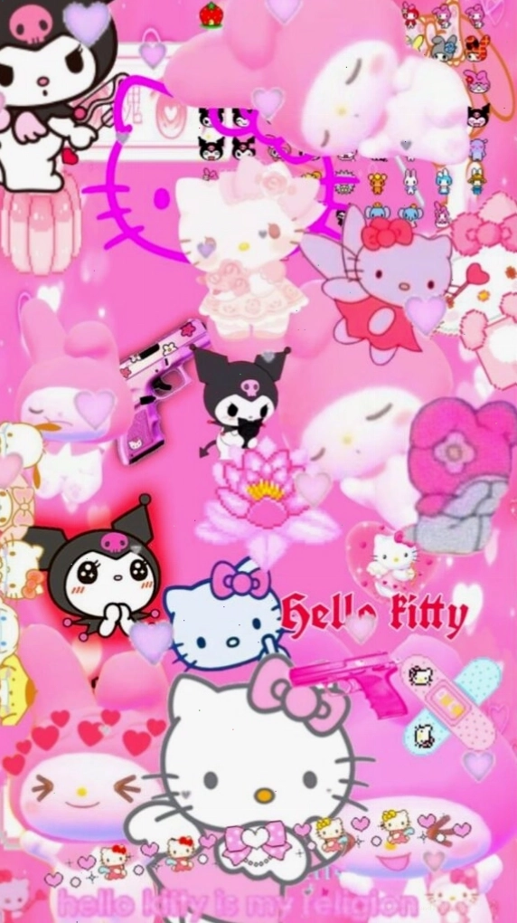Hình nền Hello Kitty màu hồng Y2K cùng Kuromi
