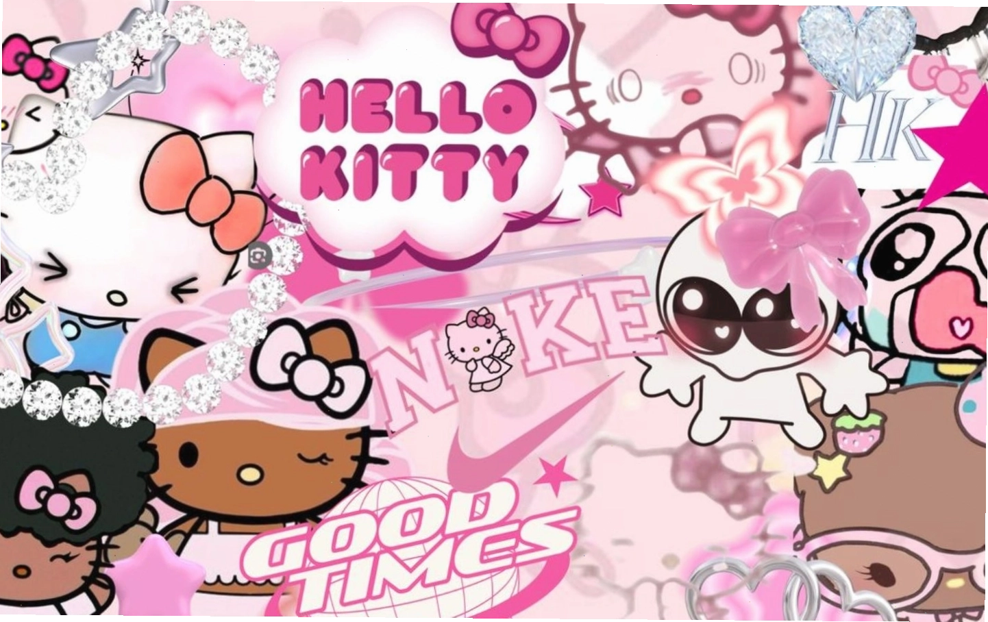 Hình nền Hello Kitty với nhiều phiên bản và biểu cảm khác nhau trên điện thoại