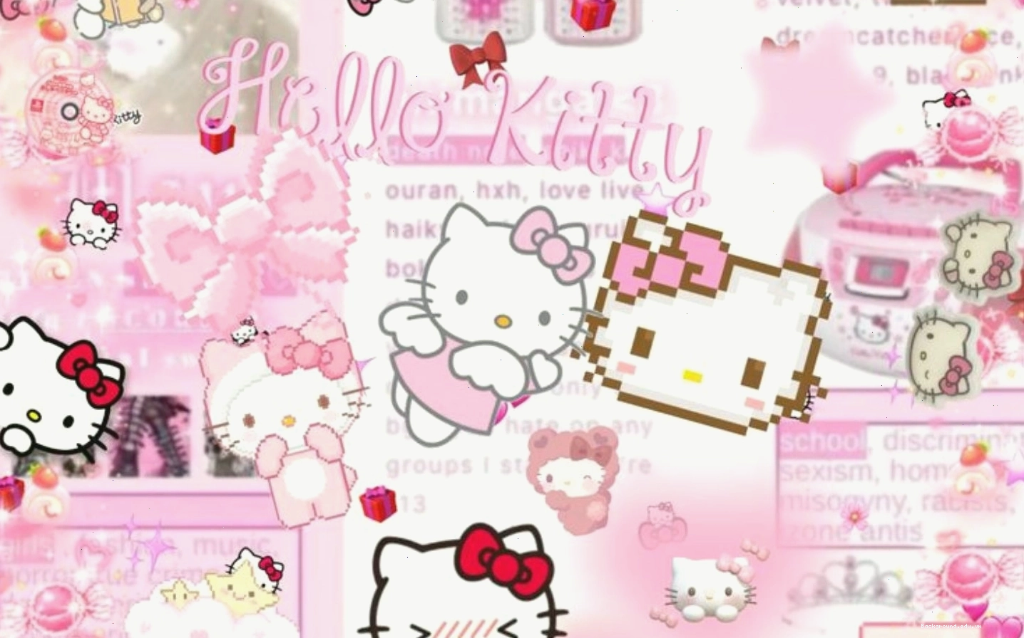 Hình nền Hello Kitty Y2K màu hồng lấp lánh, rực rỡ