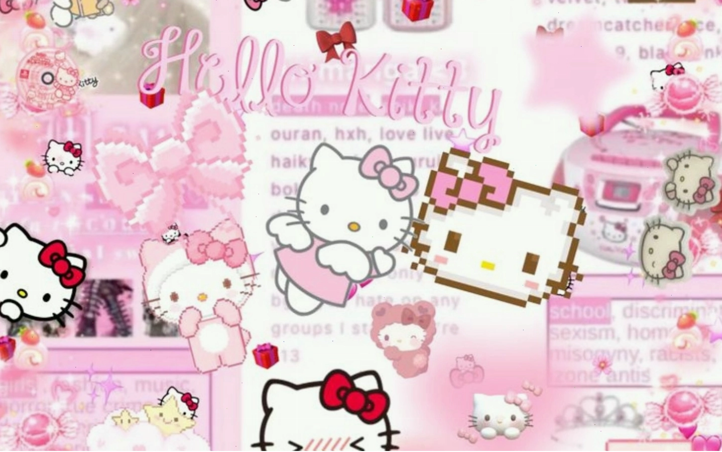 Hình nền Hello Kitty Y2K màu hồng lấp lánh và nổi bật cho điện thoại