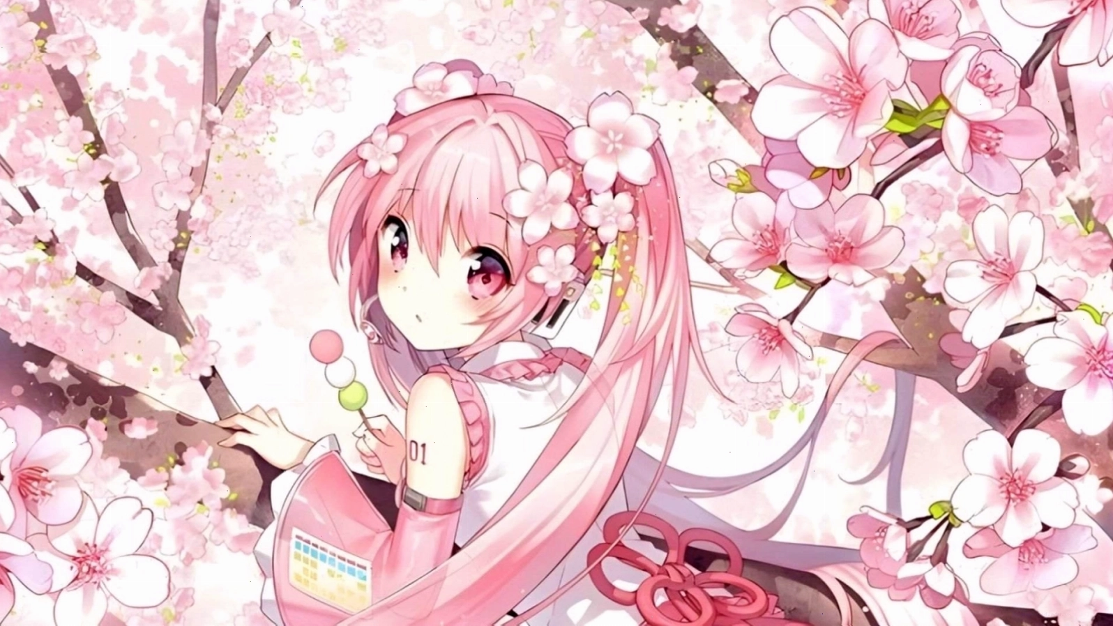 Hình nền hoa anh đào rơi trong không gian anime
