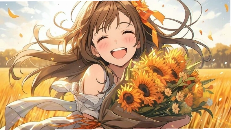 Hình nền hoa hướng dương phong cách anime
