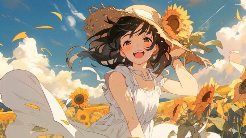 Hình nền hoa hướng dương phong cách anime đẹp