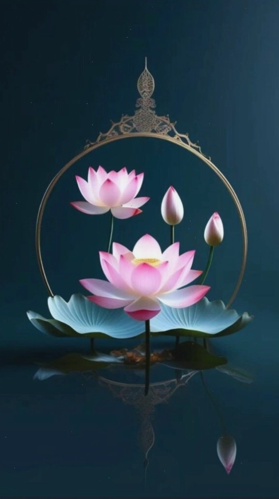 Hình nền hoa sen hồng 3D tĩnh lặng