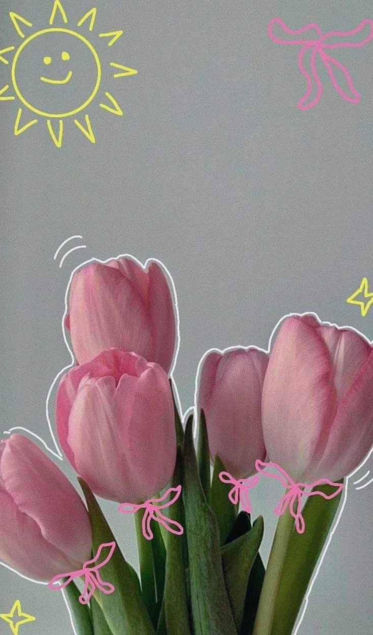 Hình nền hoa tulip chill vẽ với họa tiết độc đáo
