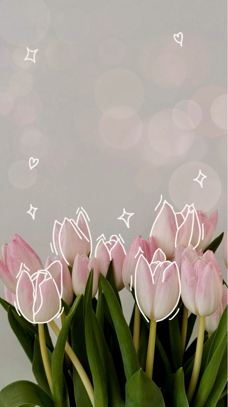 Hình nền hoa tulip chill vẽ với nét vẽ phóng khoáng