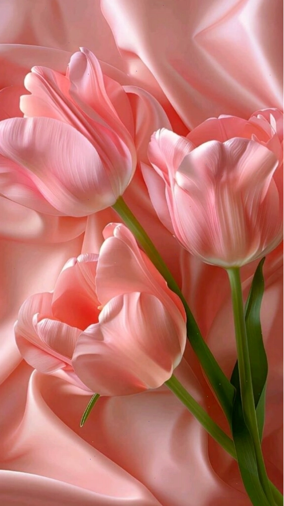 Hình nền hoa tulip hồng lụa mềm mại cho máy tính