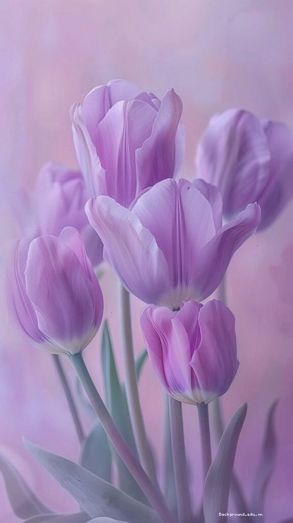 Hình nền hoa tulip tím 3D mơ màng lãng mạn
