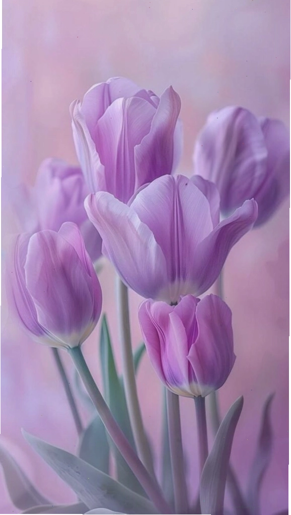 Hình nền hoa tulip tím mơ màng