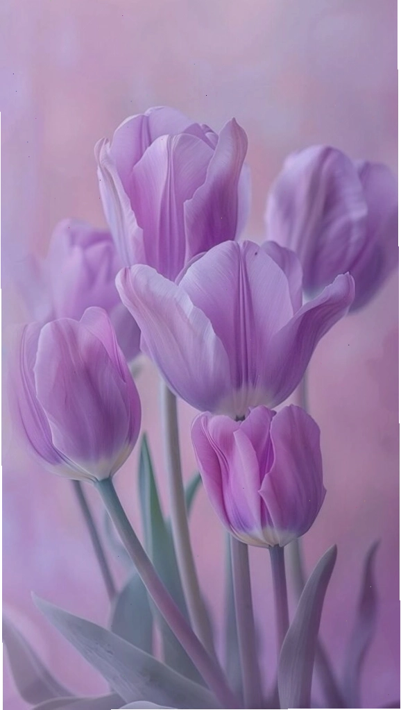 Hình nền hoa tulip tím mơ màng lãng mạn