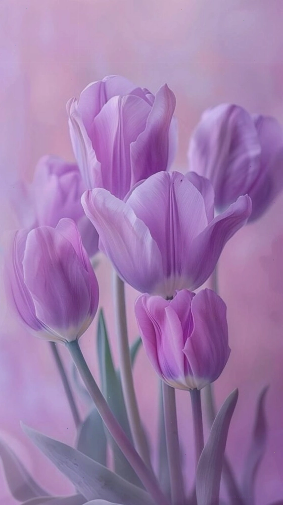 Hình nền hoa tulip tím mơ màng lãng mạn