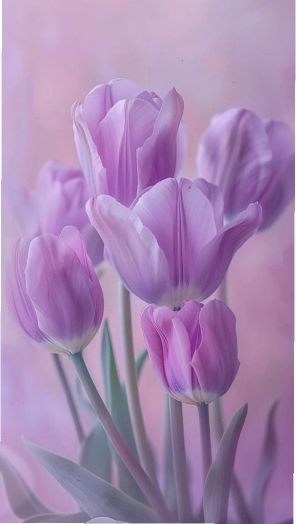 Hình nền hoa tulip tím mơ màng lãng mạn