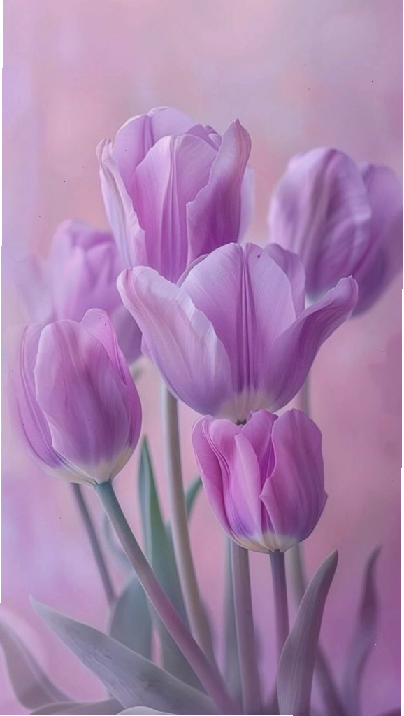 Hình nền hoa tulip tím mơ màng lãng mạn