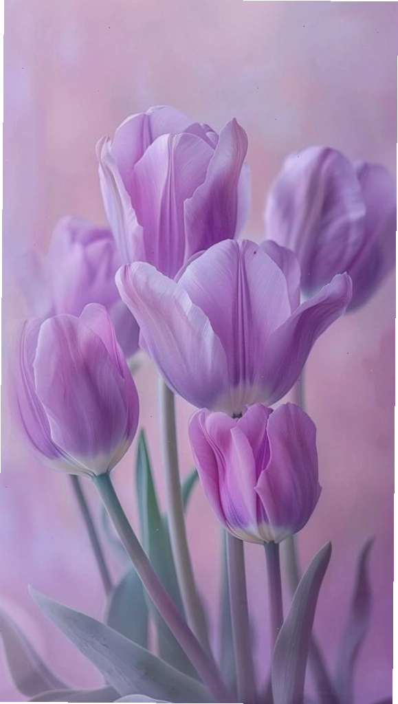 Hình nền hoa tulip tím mơ màng lãng mạn