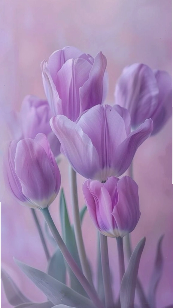Hình nền hoa tulip tím mơ màng lãng mạn cho máy tính