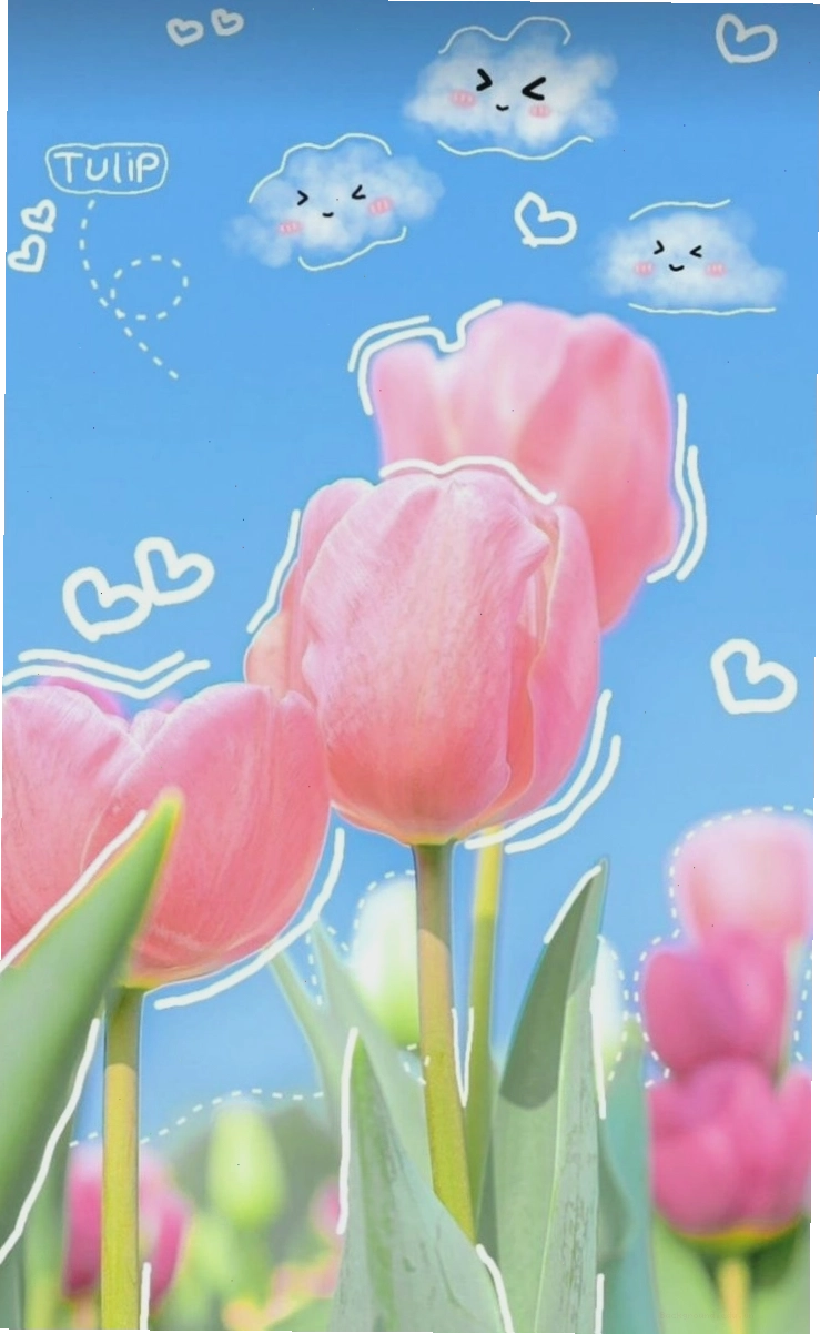 Hình nền hoa tulip vẽ 4k cute