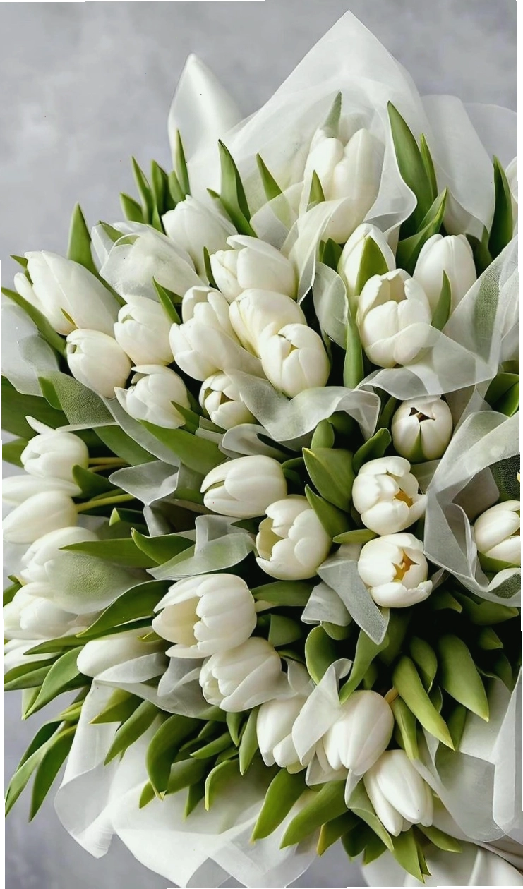 Hình nền hoa tulip vẽ màu trắng dịu dàng