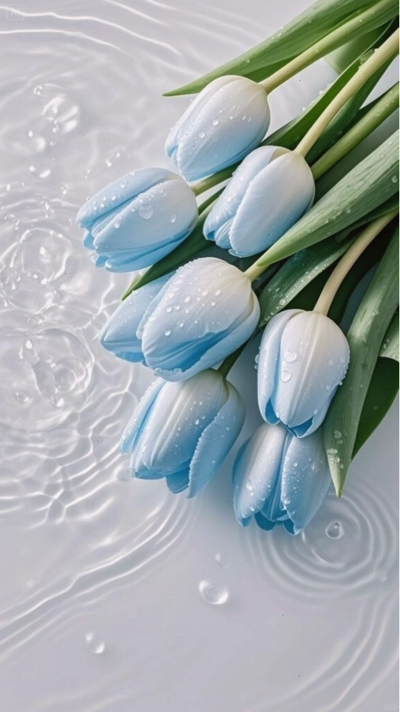 Hình nền hoa tulip với giọt sương mai lấp lánh