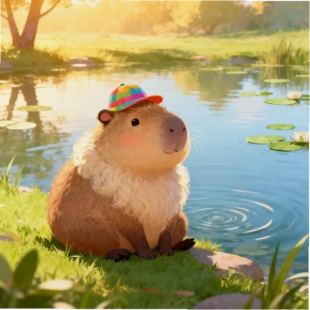 Hình nền hoạt hình dễ thương của chú chuột Capybara