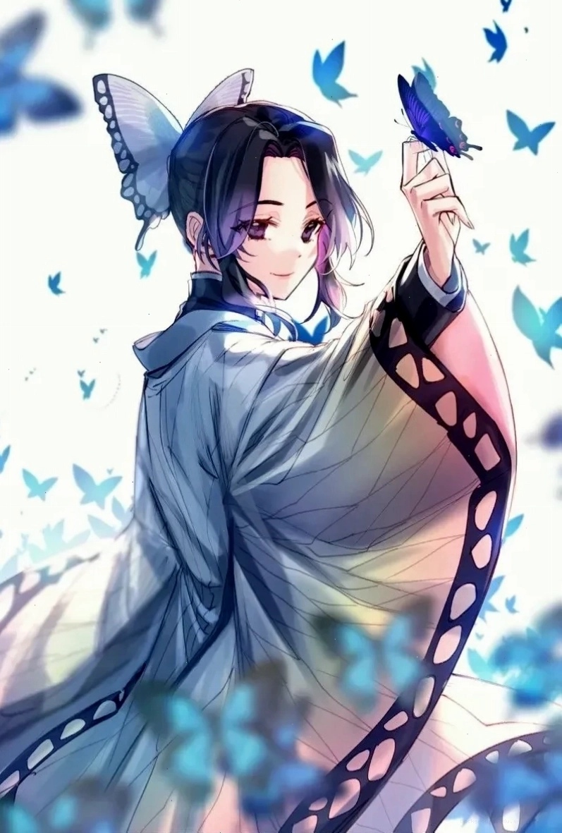 Hình nền Kochō Shinobu với hoa tử đằng đặc trưng